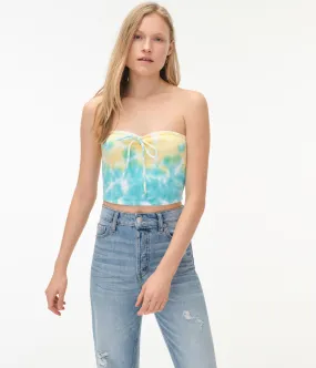 Aeropostale Womens' Tie-Dye Convertible Halter/Tube Top - Yellow - Size XL - Cotton - Teen Fashion & Clothing Luminary Green