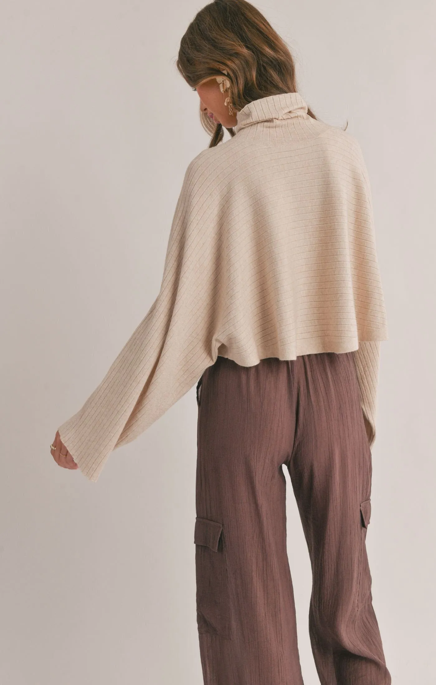 Alba Hi-Neck Dolam Sleeve Ribbed Sweater