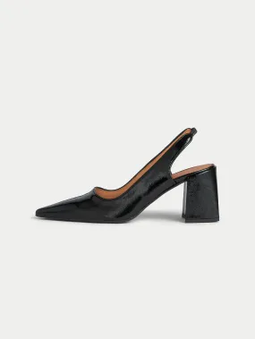 Alford Leather Heeled Shoe | Black