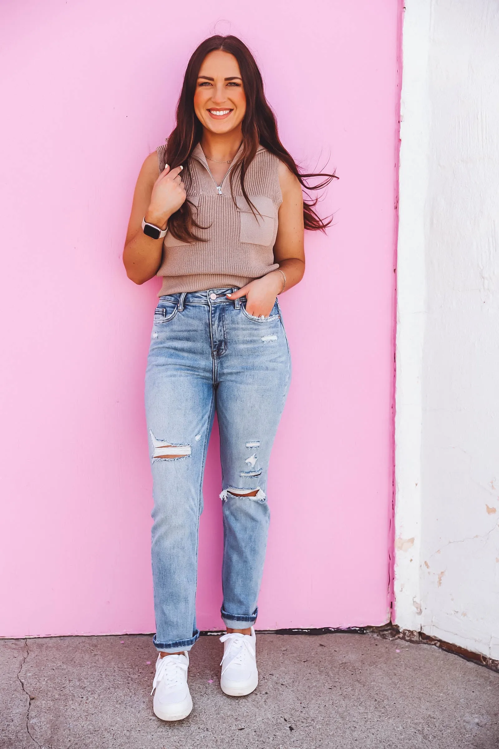 Aria Knit Tank-Taupe