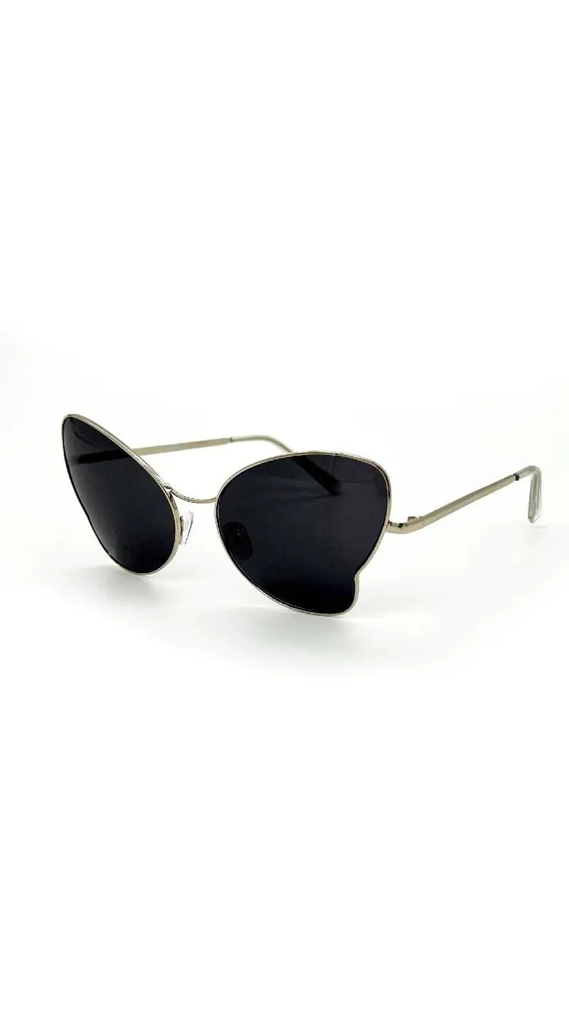 Basic Pleasure Mode Silver Metal Butterfly Sunglasses