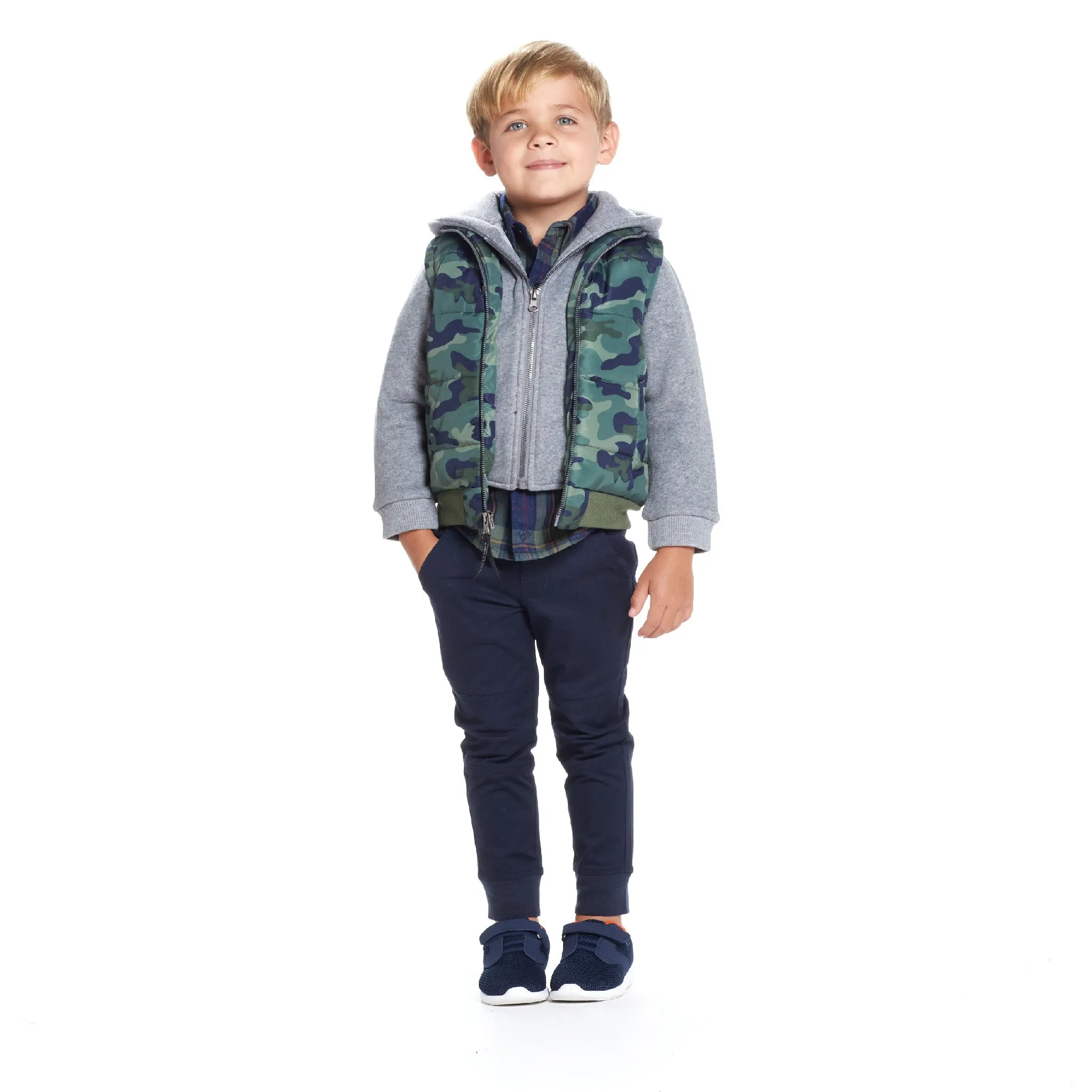 Boys Puffer Camo Vest Combo