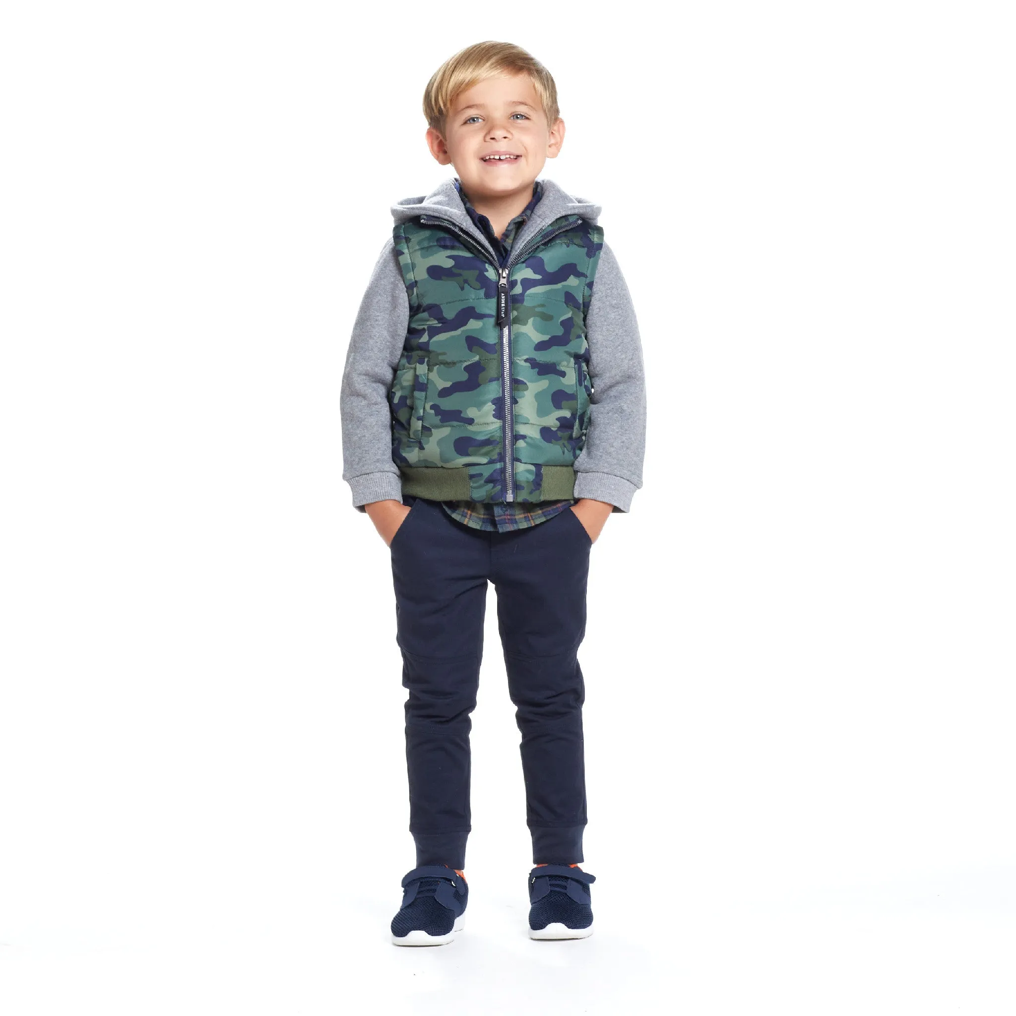 Boys Puffer Camo Vest Combo