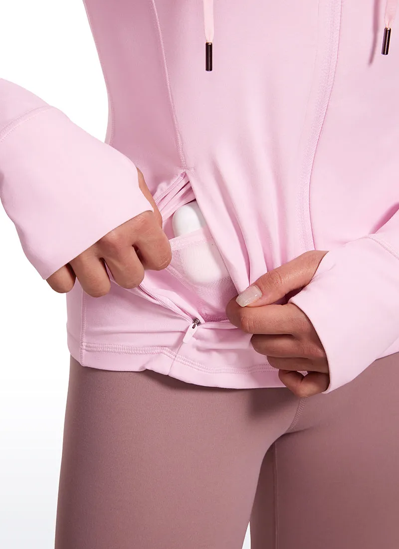 Butterluxe Full Zip Pocketed Hoodies Thumb Holes