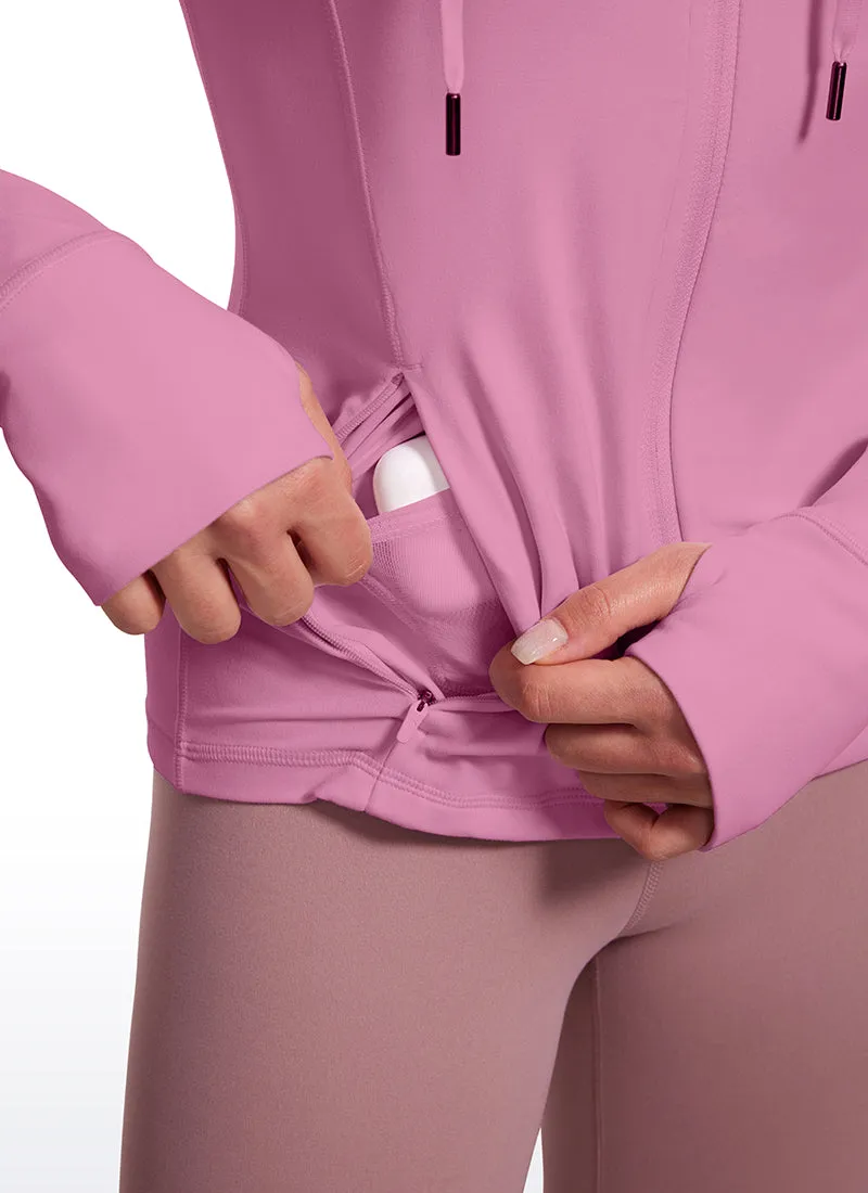 Butterluxe Full Zip Pocketed Hoodies Thumb Holes