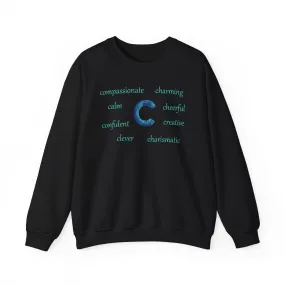 C Alphabet Sweatshirt, Alphabet Initial "C" Unisex Heavy Blend™ Crewneck Optimistic, Motivational, Mental Health Sweatshirt, Self-affirming Sweatshirt