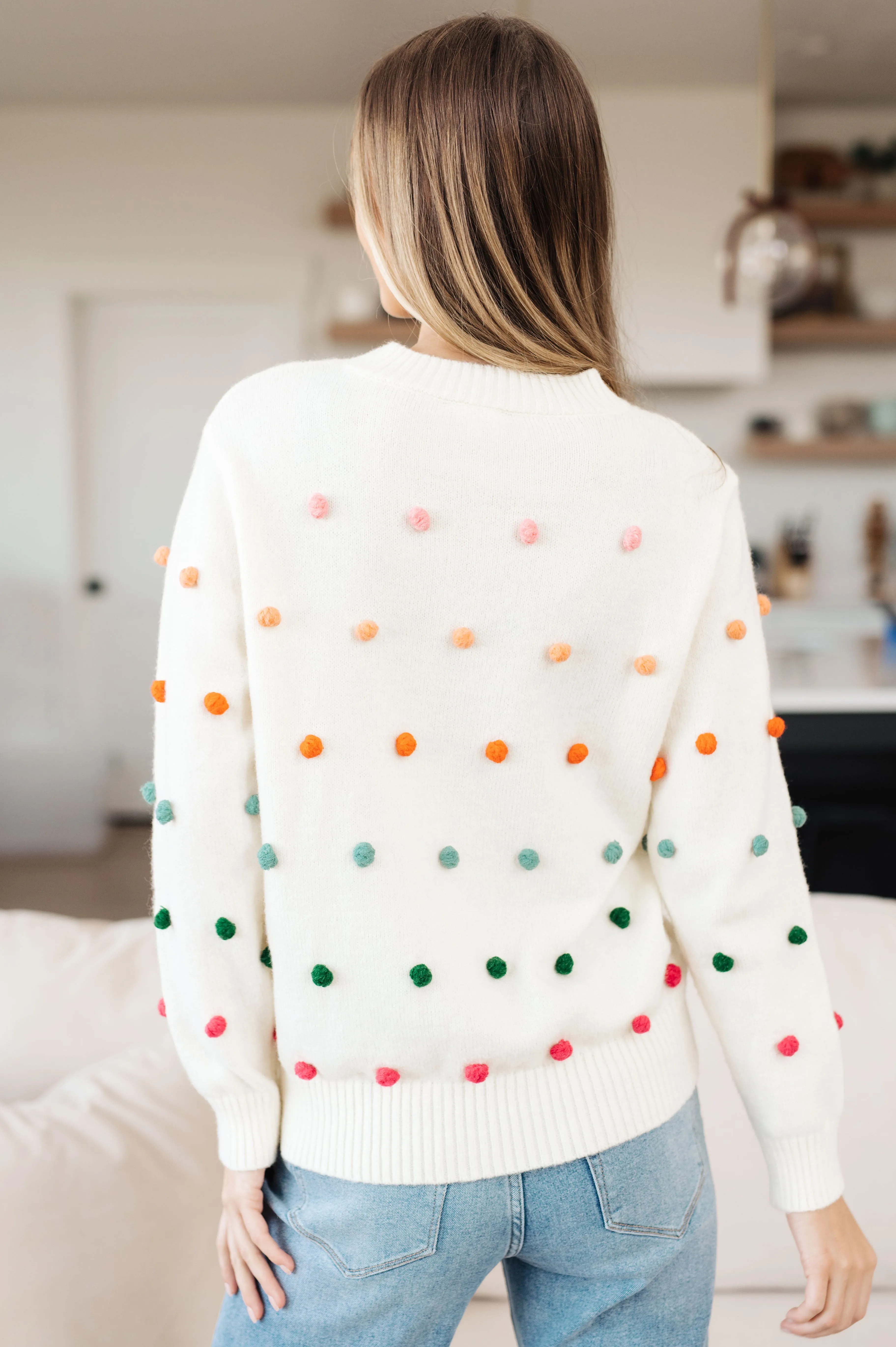 Candy Buttons Pom Detail Sweater- USE CODE SPRING24 for 40% OFF!!!!