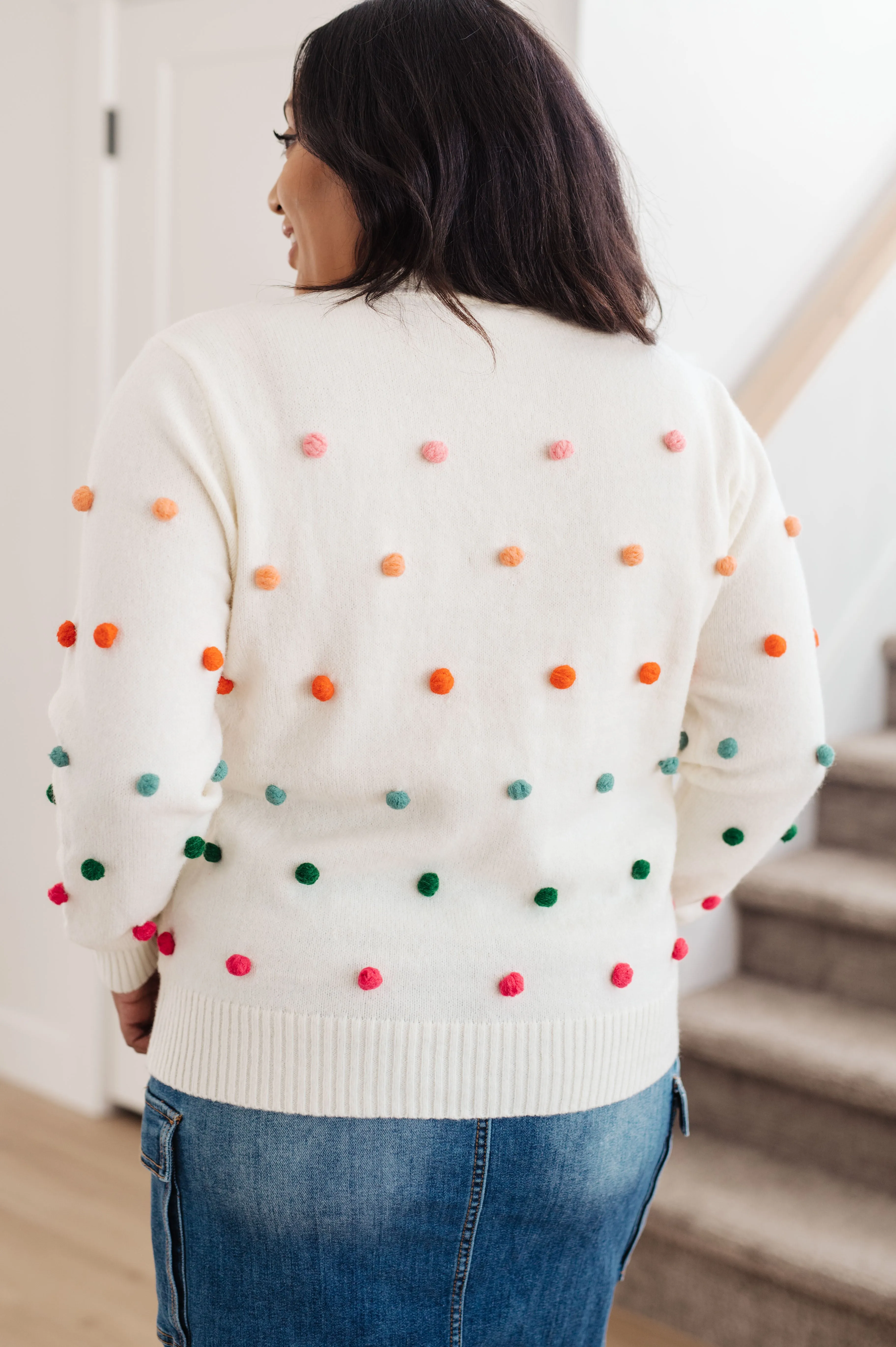 Candy Buttons Pom Detail Sweater- USE CODE SPRING24 for 40% OFF!!!!