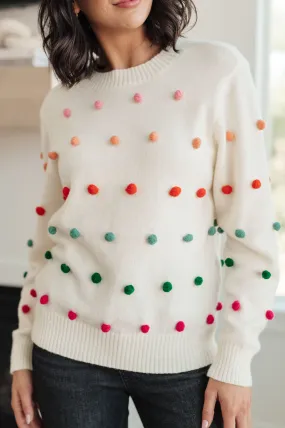 Candy Buttons Pom Detail Sweater- USE CODE SPRING24 for 40% OFF!!!!