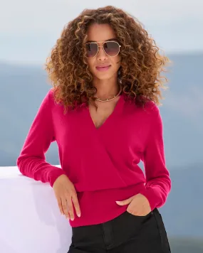 Cashmere Surplice Blouson Bright Pink