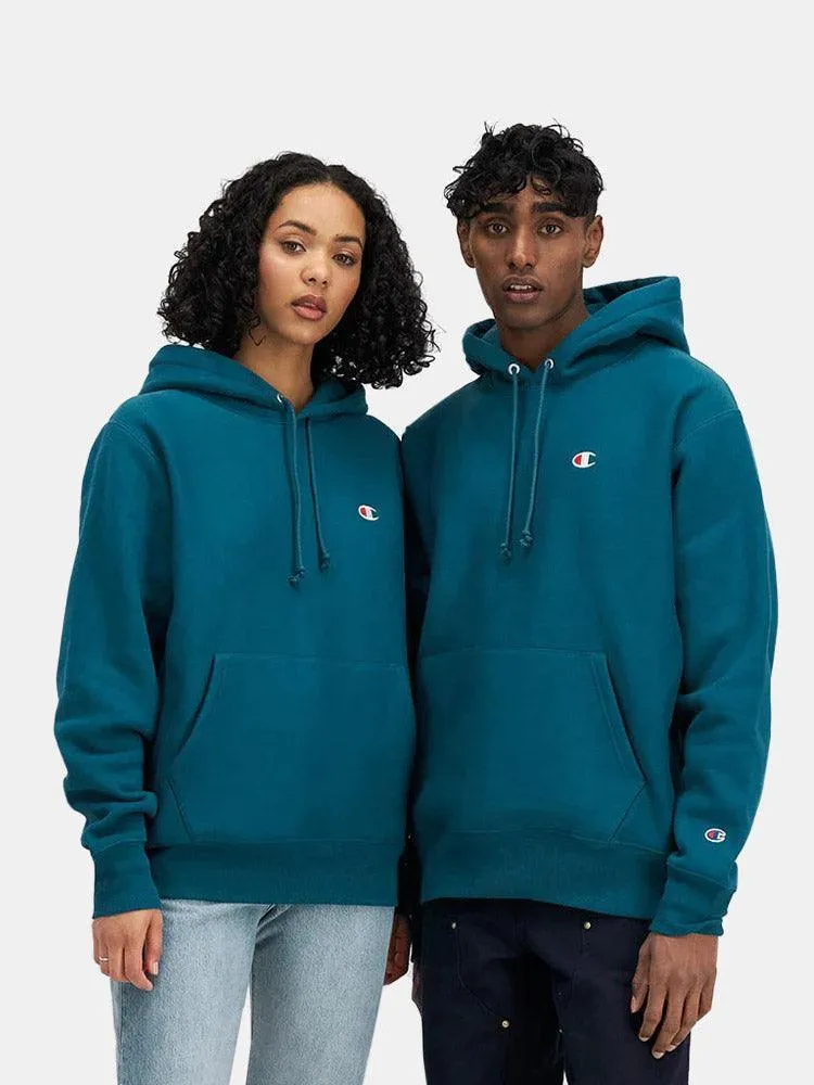 Champion Reverse Weave Small C Hood - Fresh Teal