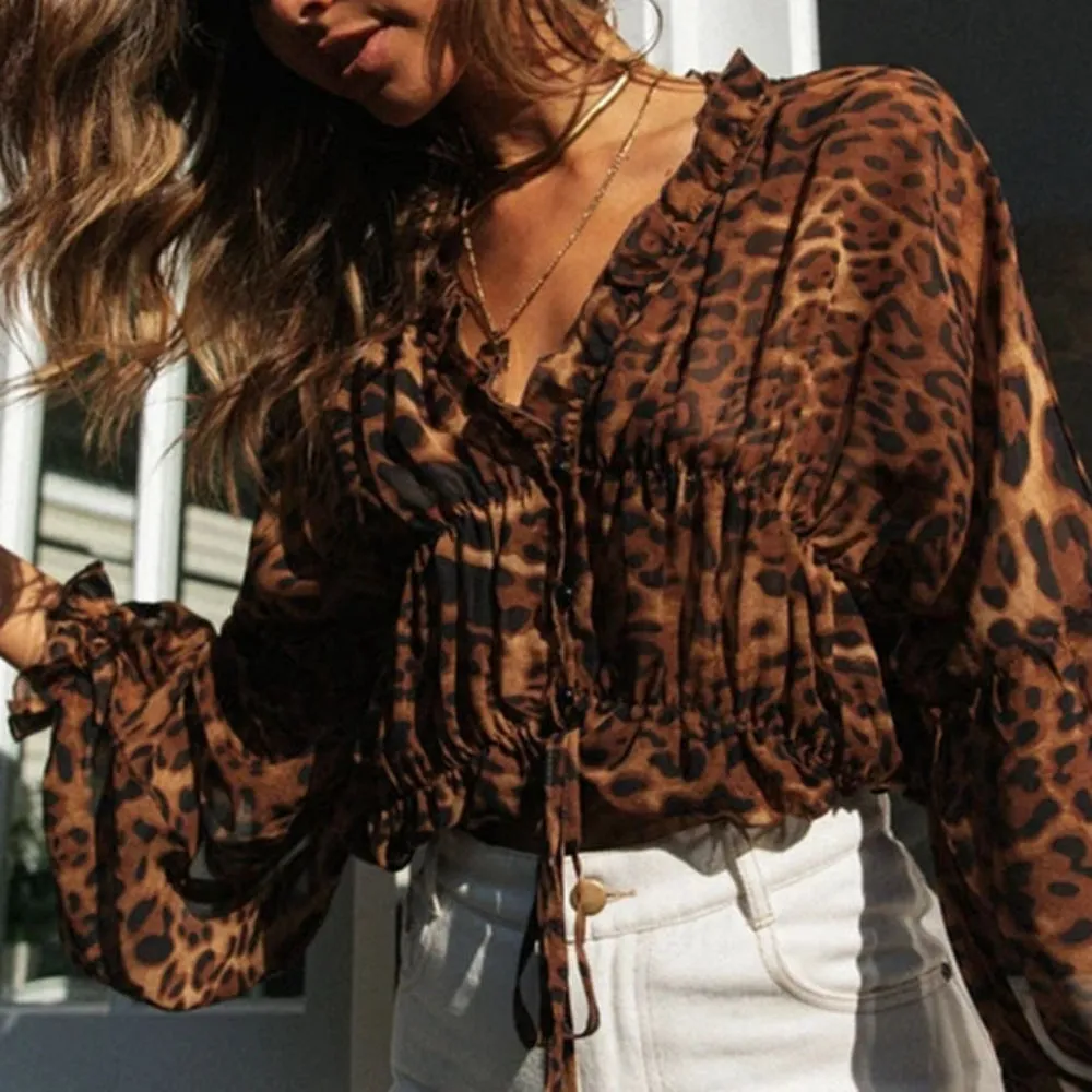 Leopard Print Chiffon Blouse: Stylish and Trendy Top for Modern Women