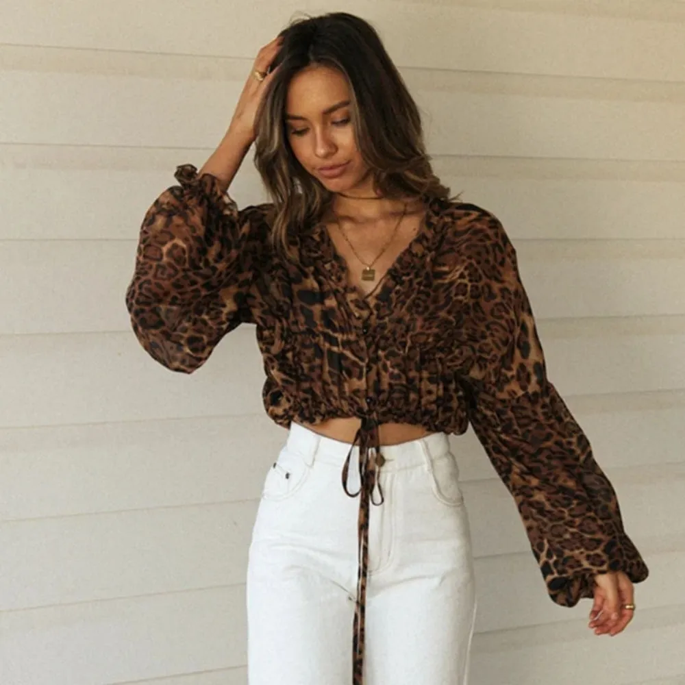 Leopard Print Chiffon Blouse: Stylish and Trendy Top for Modern Women