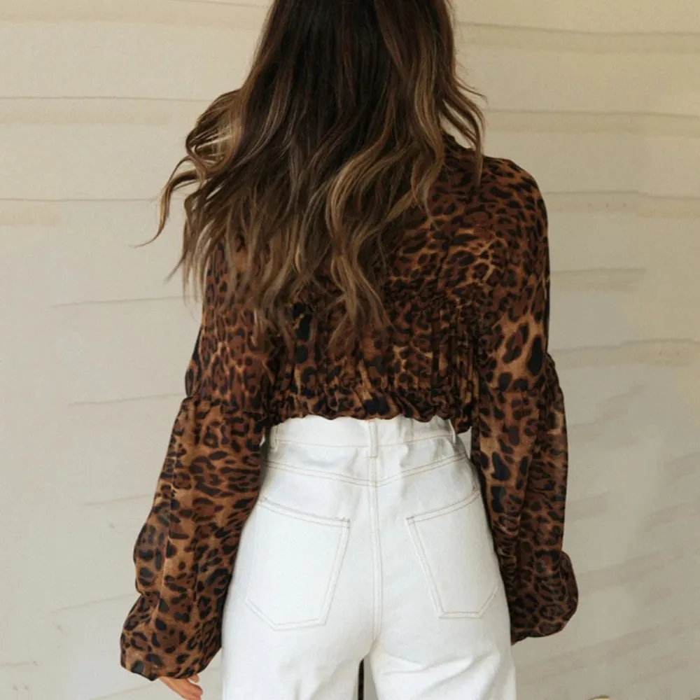 Leopard Print Chiffon Blouse: Stylish and Trendy Top for Modern Women