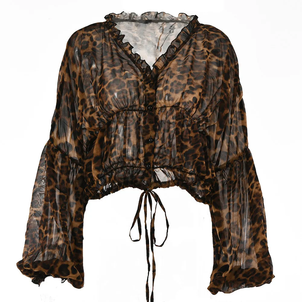 Leopard Print Chiffon Blouse: Stylish and Trendy Top for Modern Women