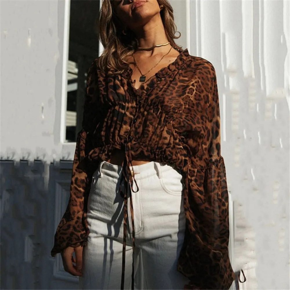 Leopard Print Chiffon Blouse: Stylish and Trendy Top for Modern Women