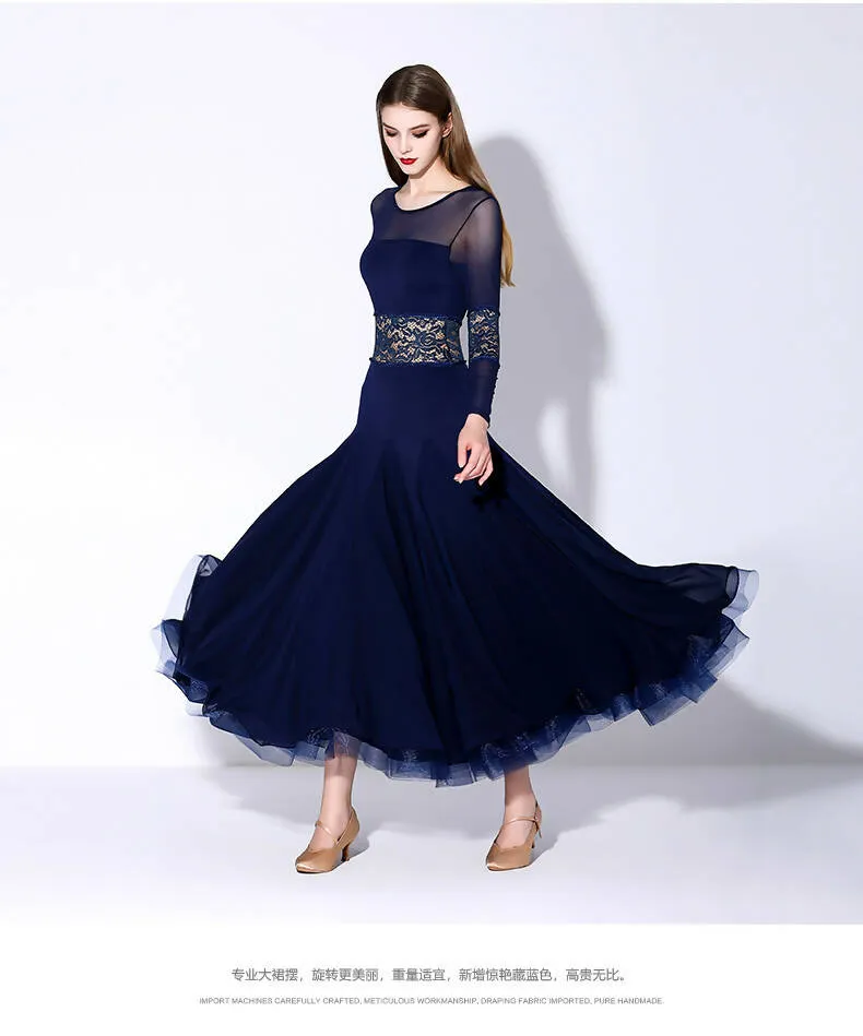 Classic Navy Lace Ballroom Dance Practice Dress | 875