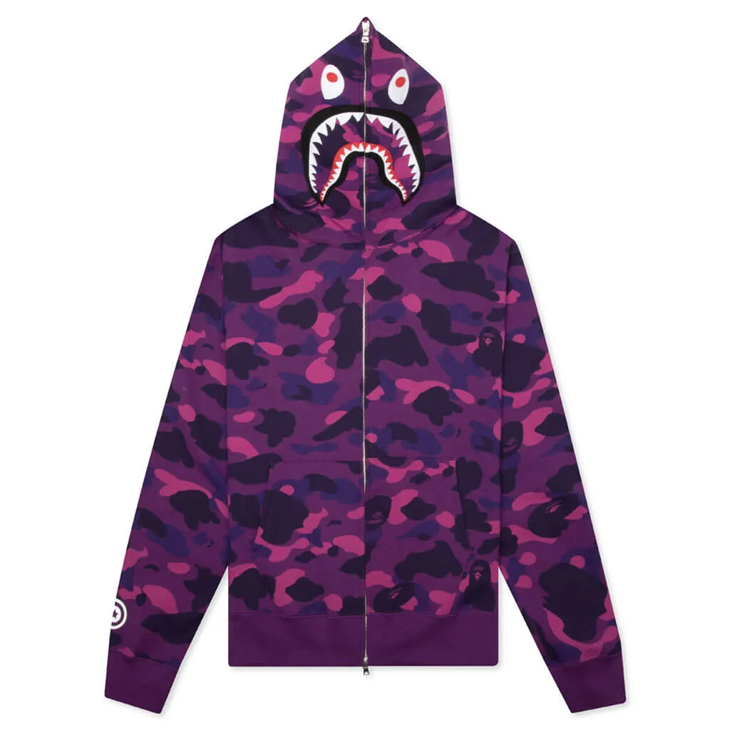 Color Camo Shark Full Zip Hoodie - Purple