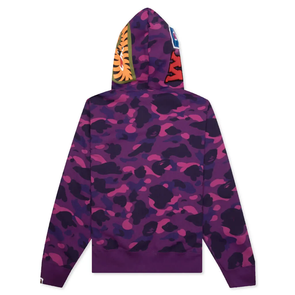 Color Camo Shark Full Zip Hoodie - Purple