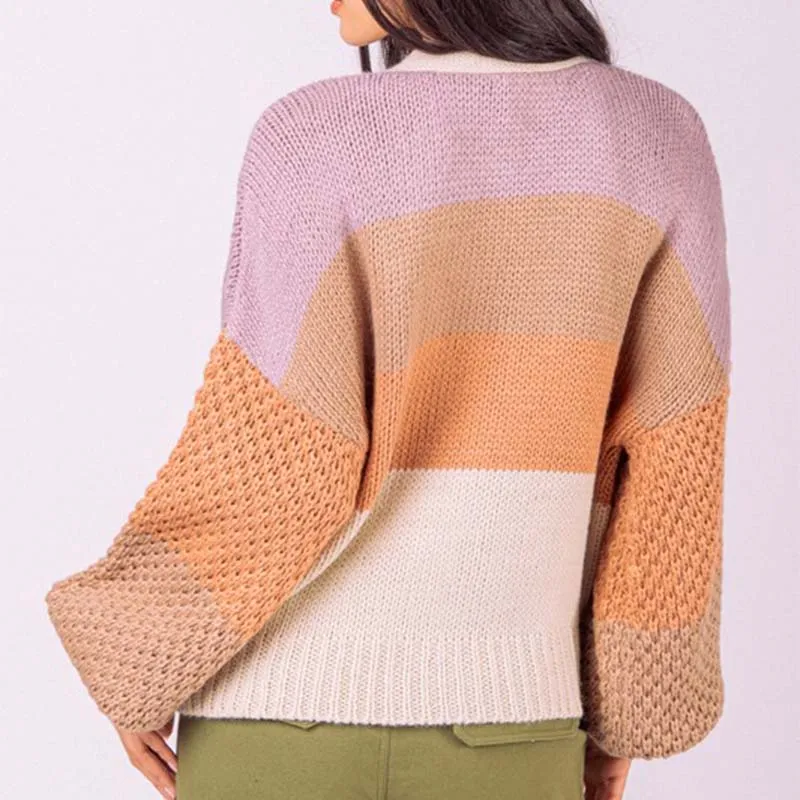 Colorblock Open Weave Bright Cardigan