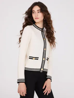 Contrast Tipping Ribbed Cardigan