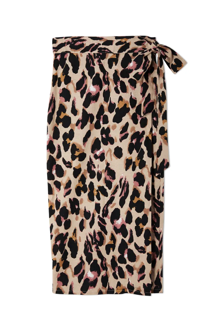 Cotton Linen Leopard Maxi Jaspre Skirt