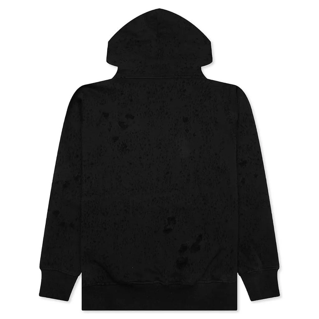 Destroyed Lighter Cap Hoodie - Black