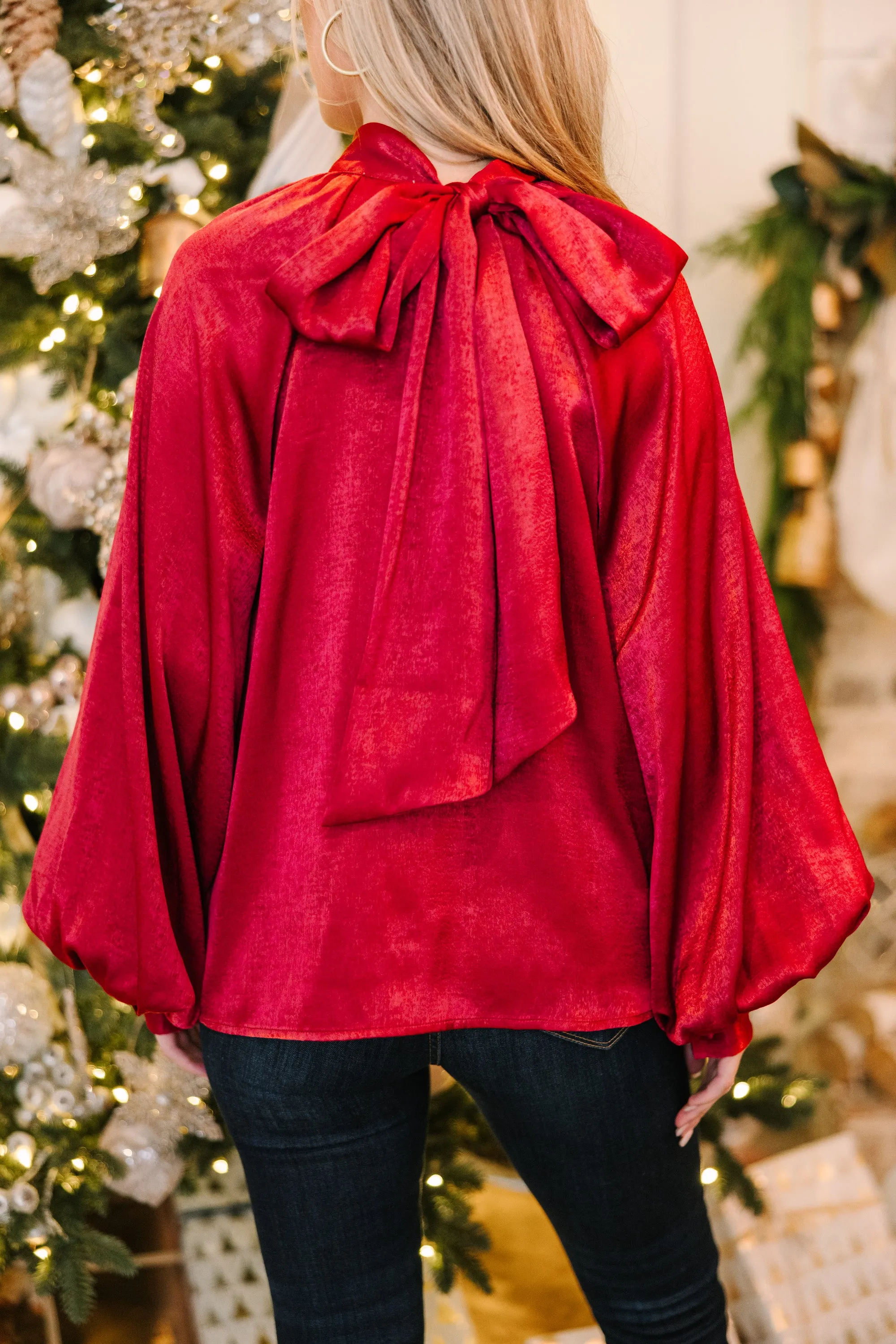 Feel This Way Deep Red Satin Blouse