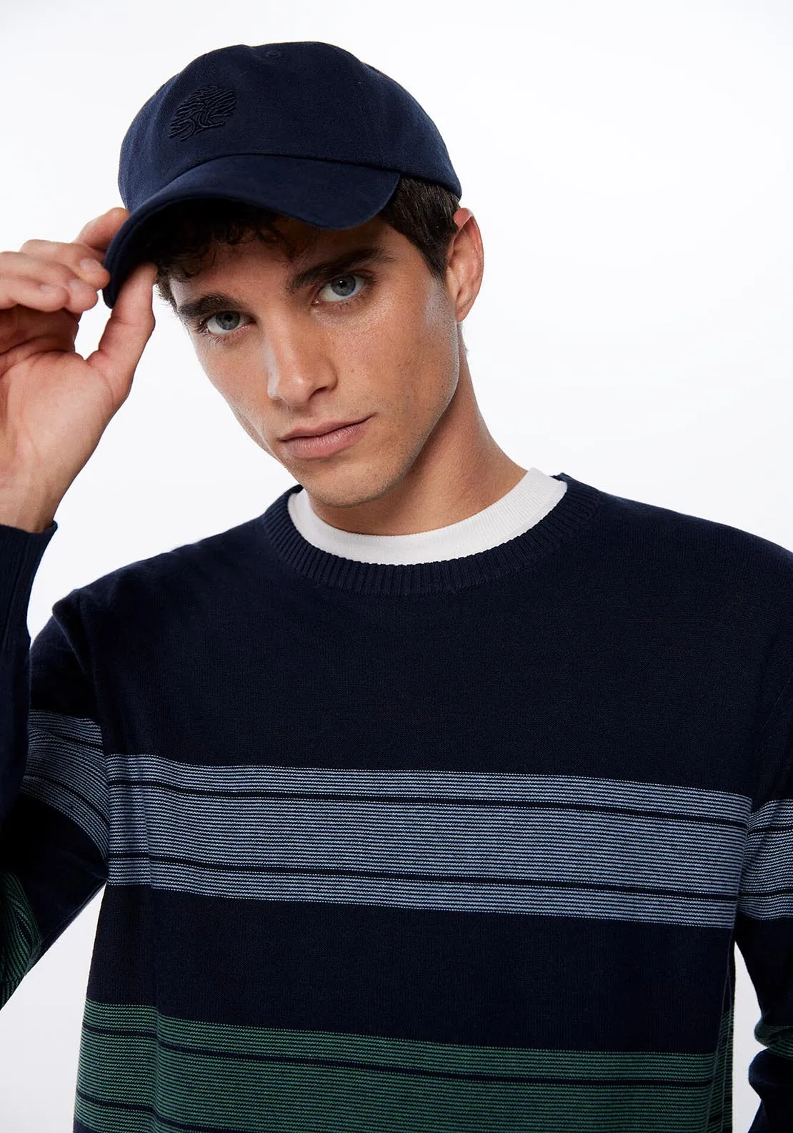 Fine Wool Stripe Knit - Navy