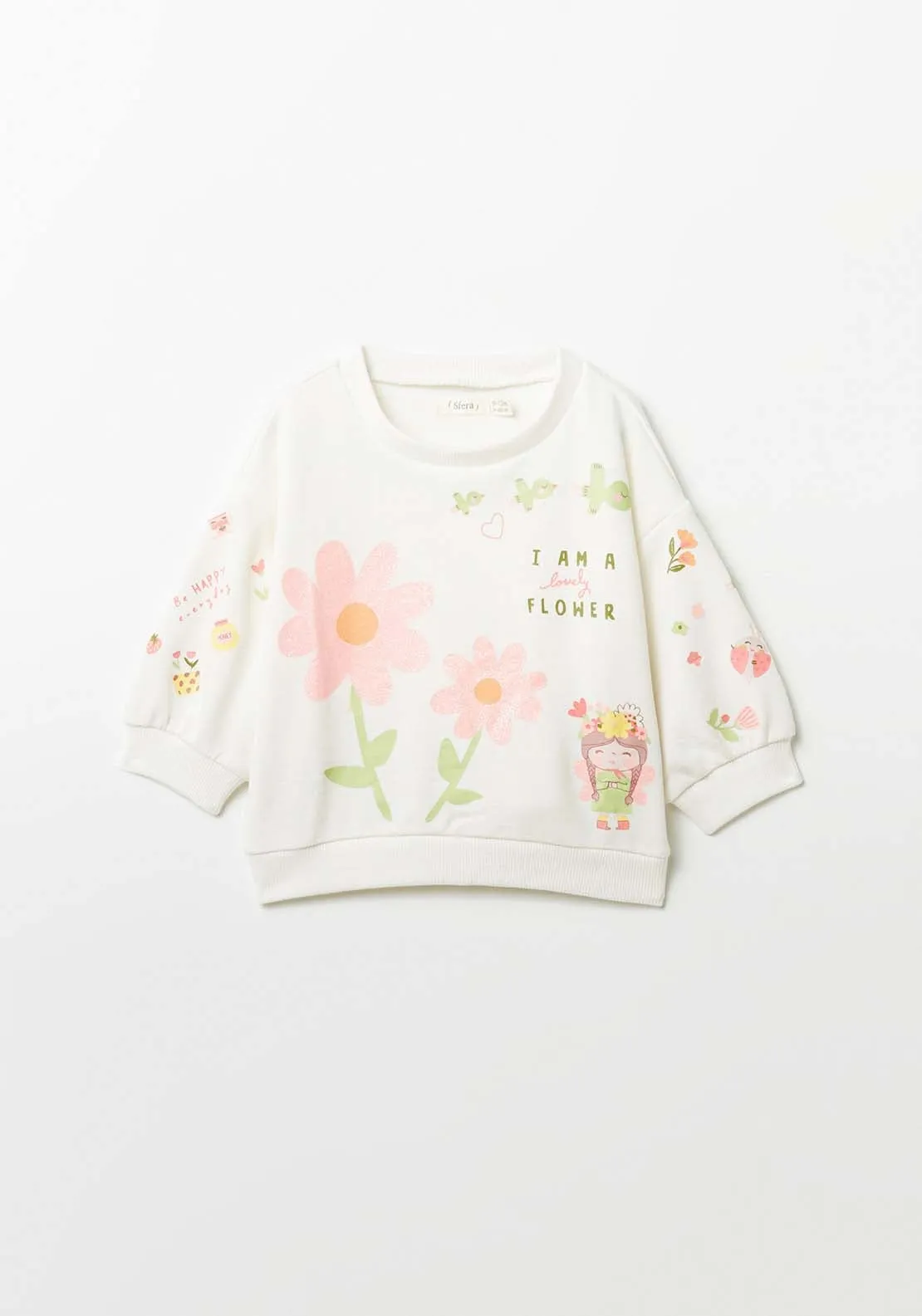 Floral Sweatshirt - Cream