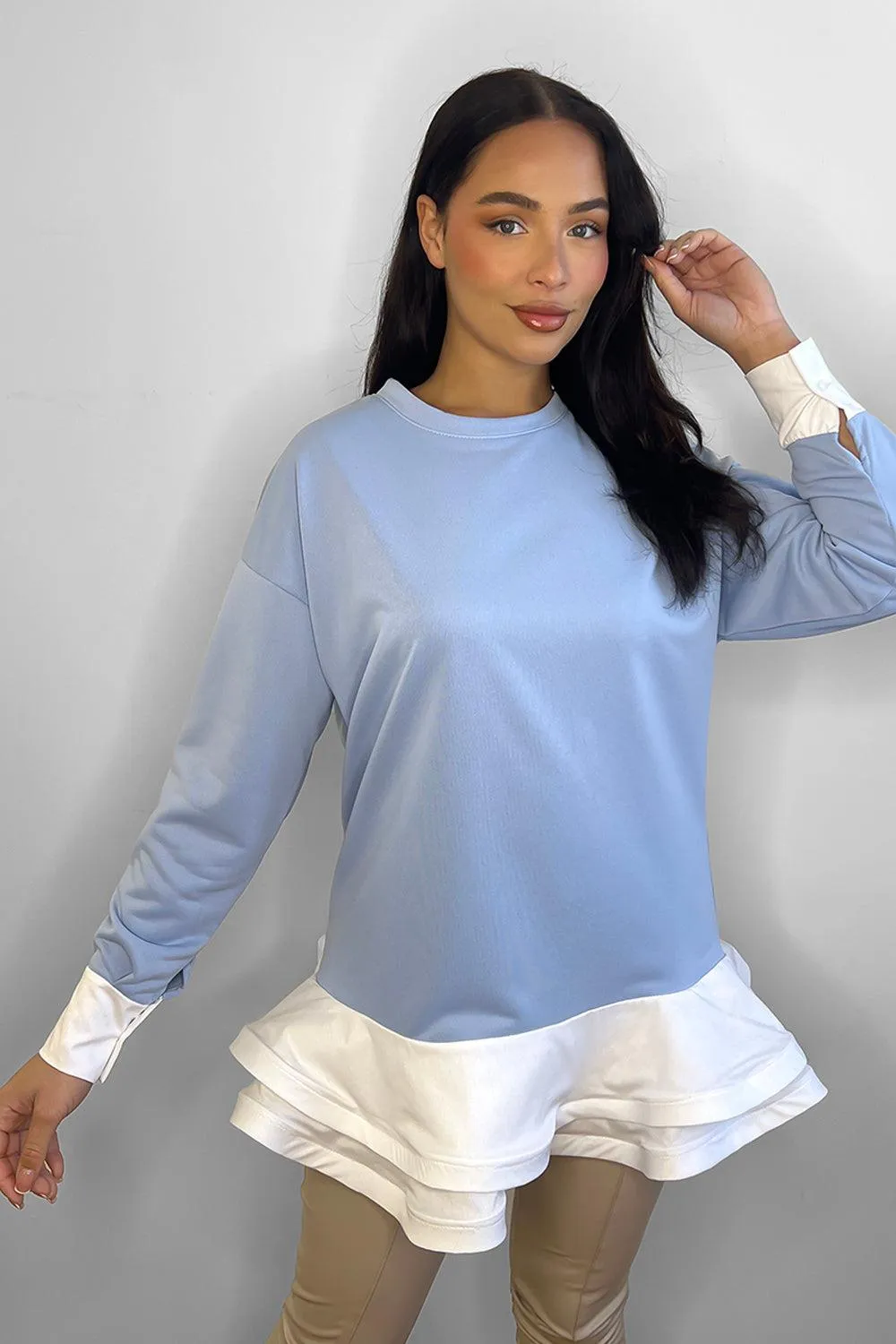 Frilled Hem Sweatshirt Dress