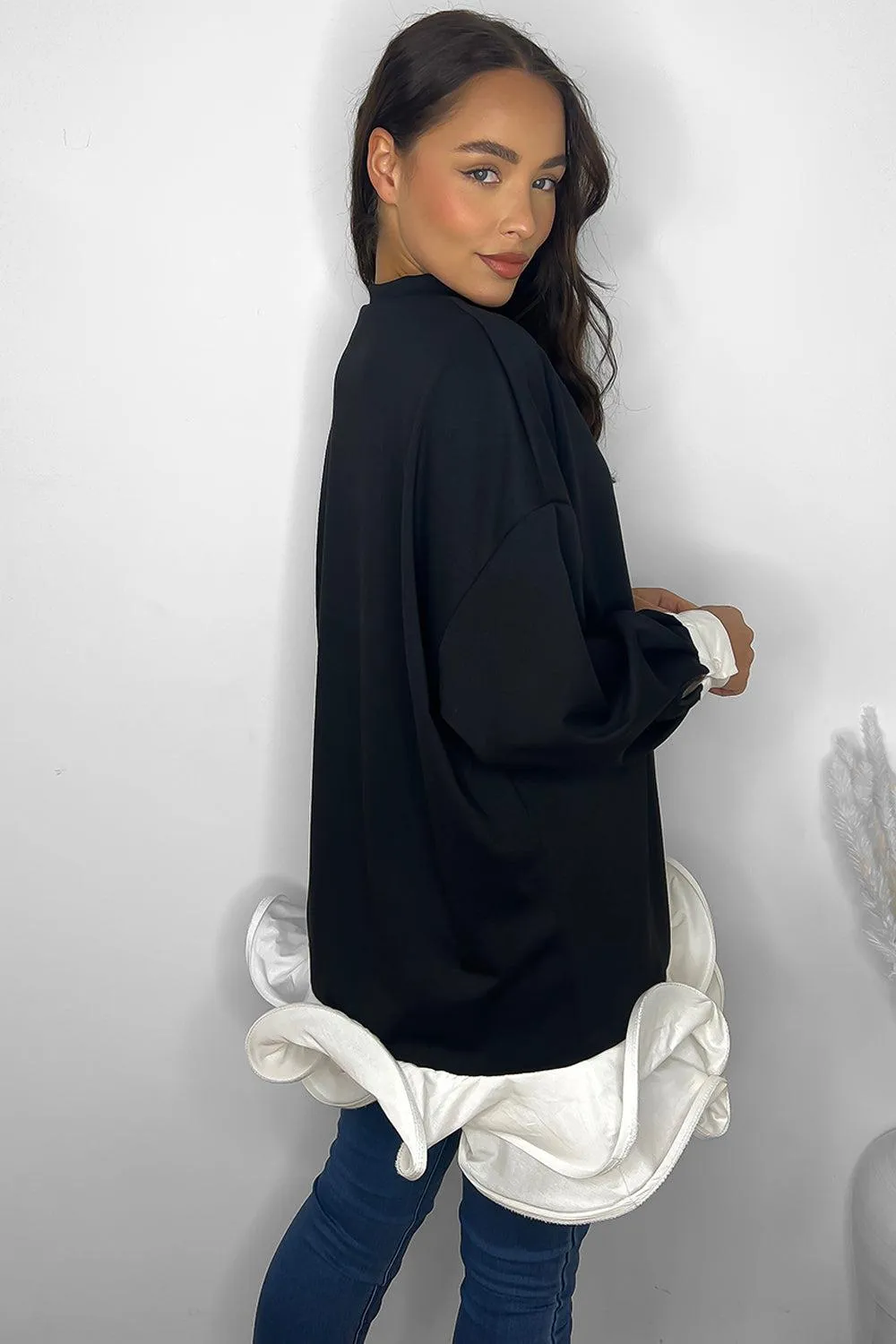 Frilled Hem Sweatshirt Dress