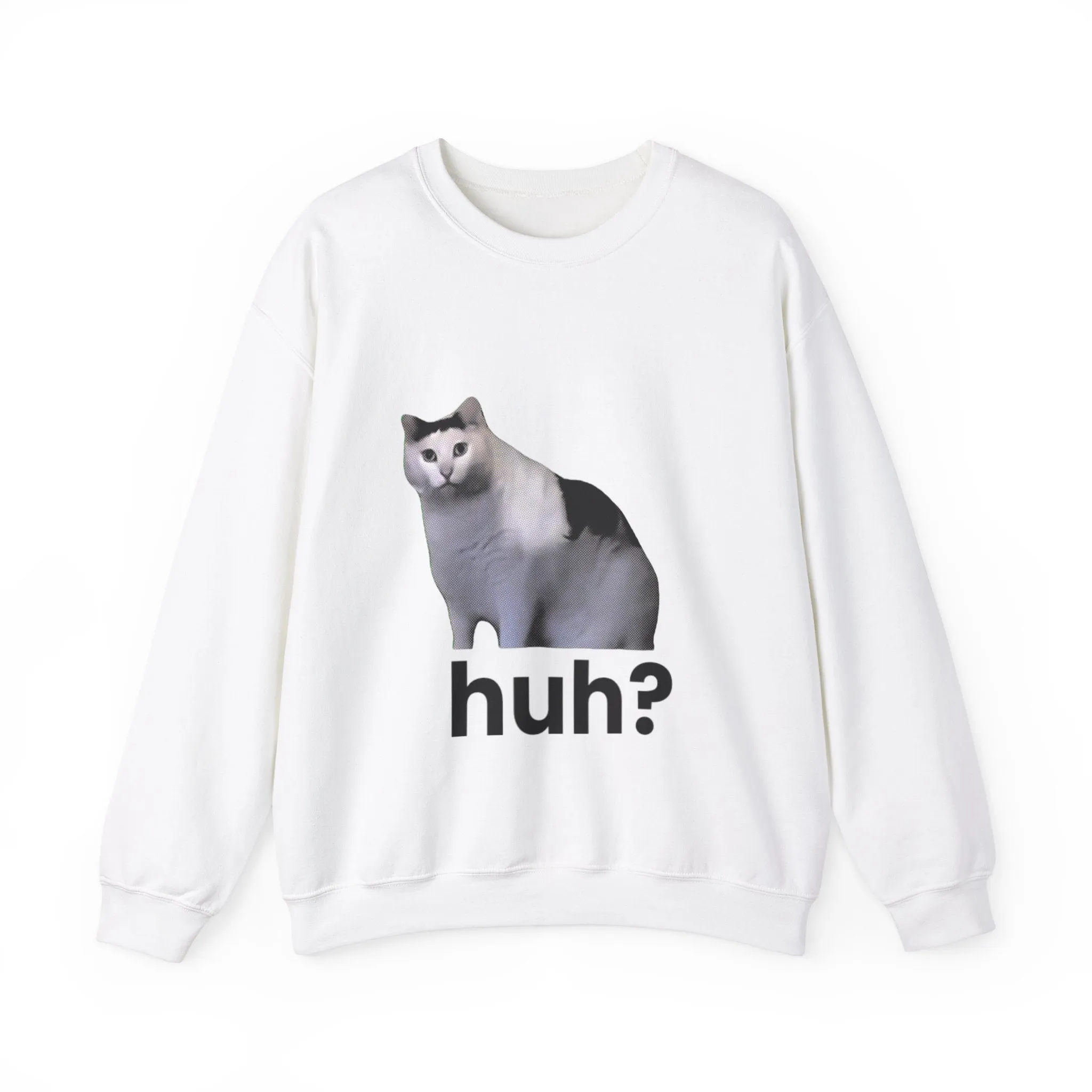 Huh Cat Meme Unisex Heavy Blend Crewneck Sweatshirt