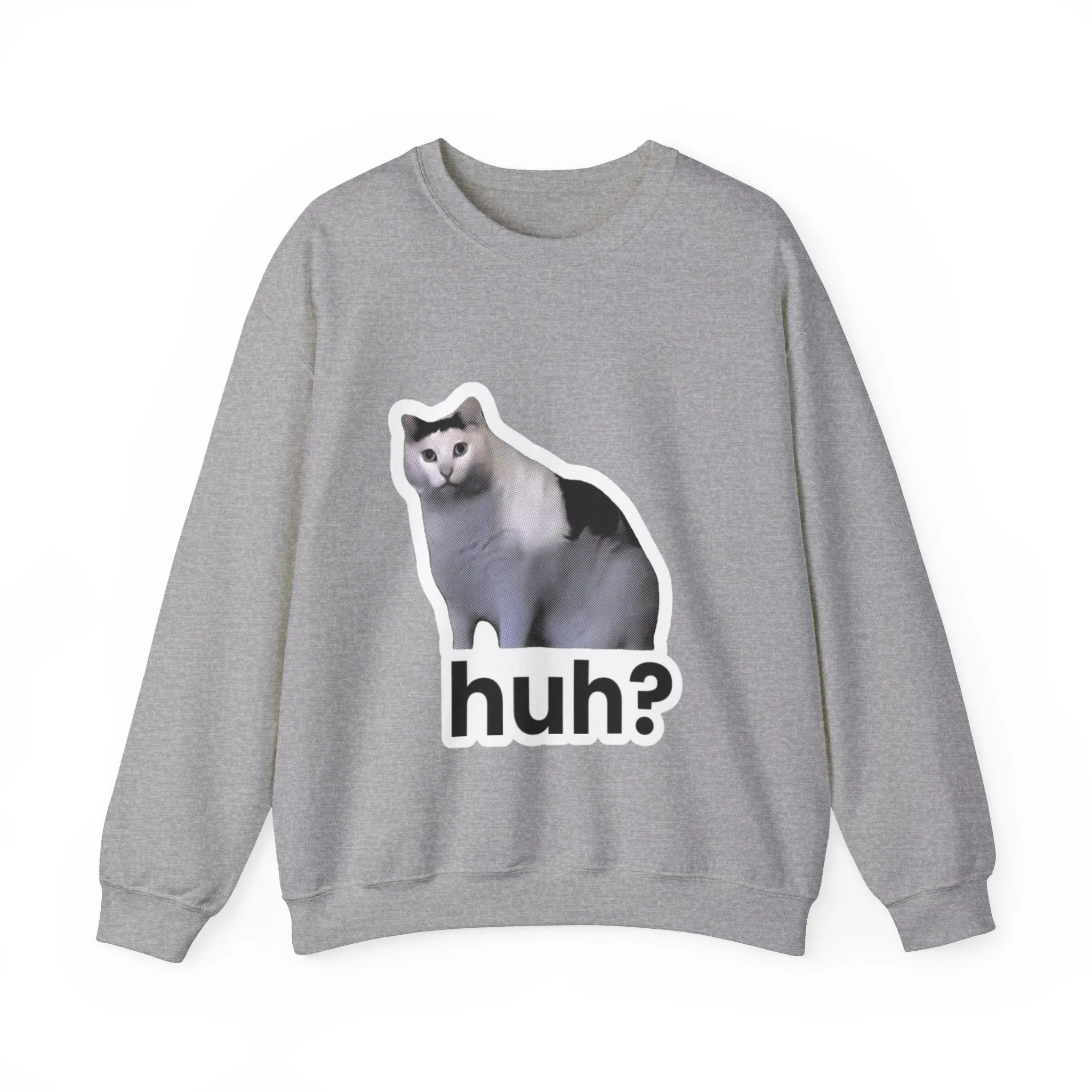 Huh Cat Meme Unisex Heavy Blend Crewneck Sweatshirt