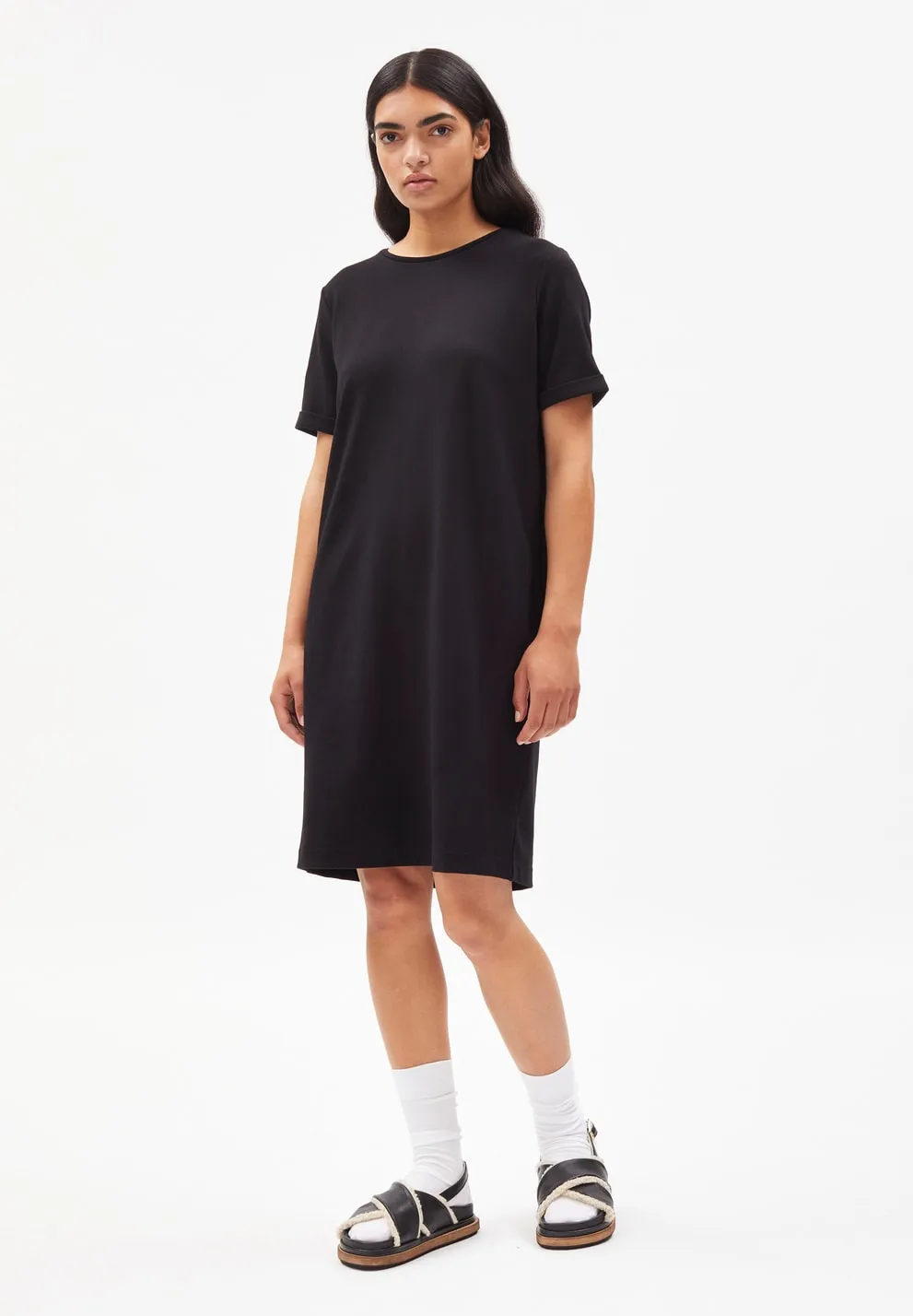 Maailana Black Jersey Short Sleeve Dress In Lenzing Ecovero Viscose