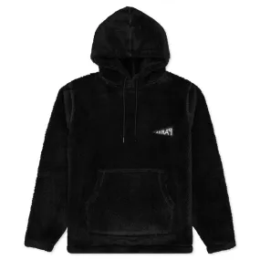 Mirrored Flag Logo Polar Fleece Hooded Pullover - Black