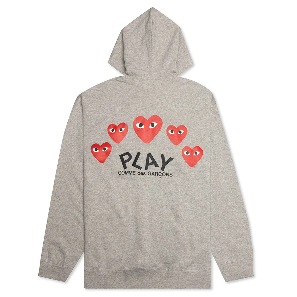 Multi Heart Zip Hooded Sweatshirt - Grey