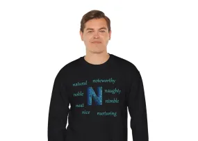 N Alphabet Sweatshirt, Alphabet Initial "N" Unisex Heavy Blend™ Optimistic, Motivational, Mental Health Crewneck Sweatshirt, Self-affirming Sweatshirt