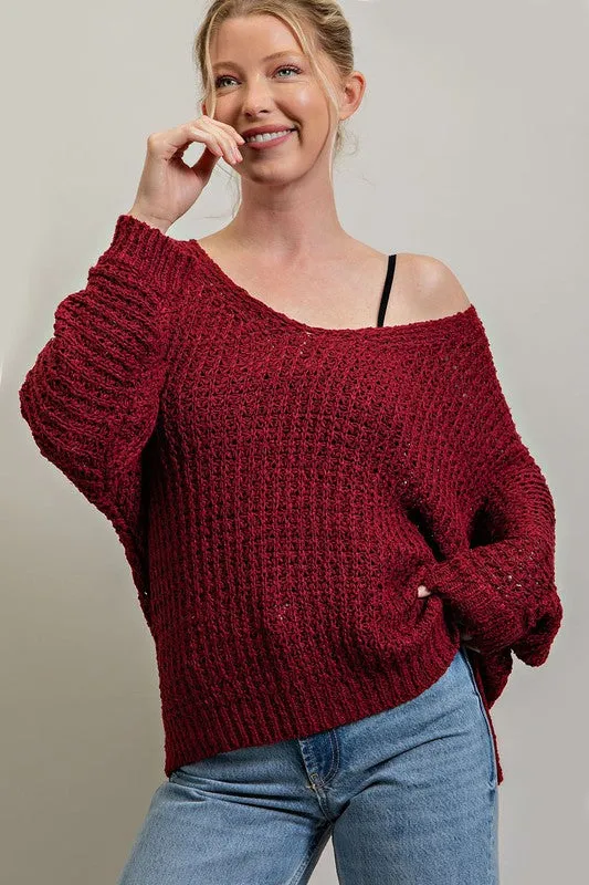 One Shoulder Loose Fit Knit Top