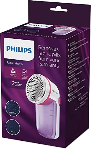 Philips GC026/30 Fabric Shaver, Lint Remover for Woolen Sweaters, Blankets, Jackets/Burr Remover Pill Remover from Carpets, Curtains (White)