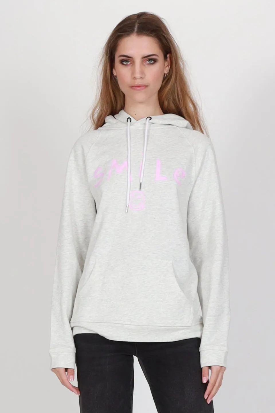 Present White Marle with Pink Smile Hoodie