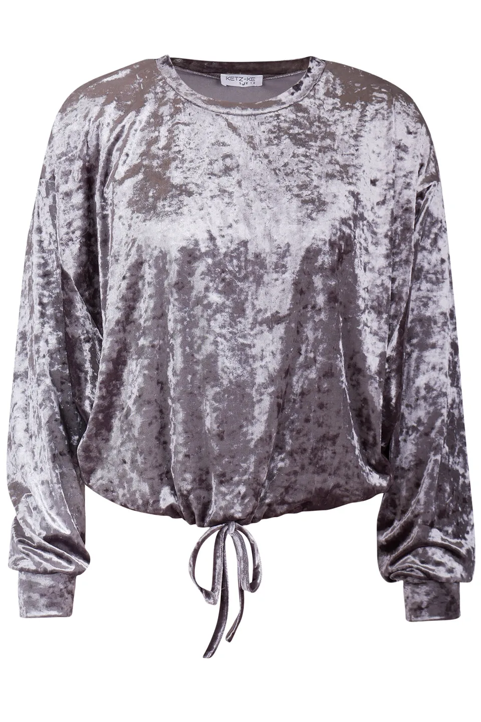 Pull It Velvet Tie Waist Silver Top