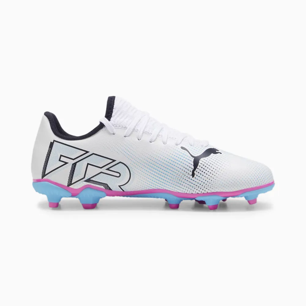 Puma Future 7 Play Jnr FG/AG Football Boots (White/Black/Poison Pink)