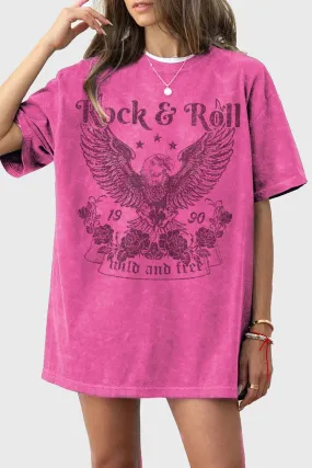 Rock & Roll Oversized Graphic Tee, Mineral Magenta