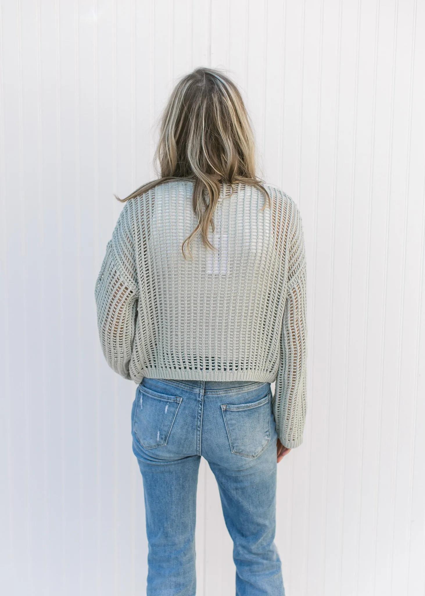 Sage Open Weave Top