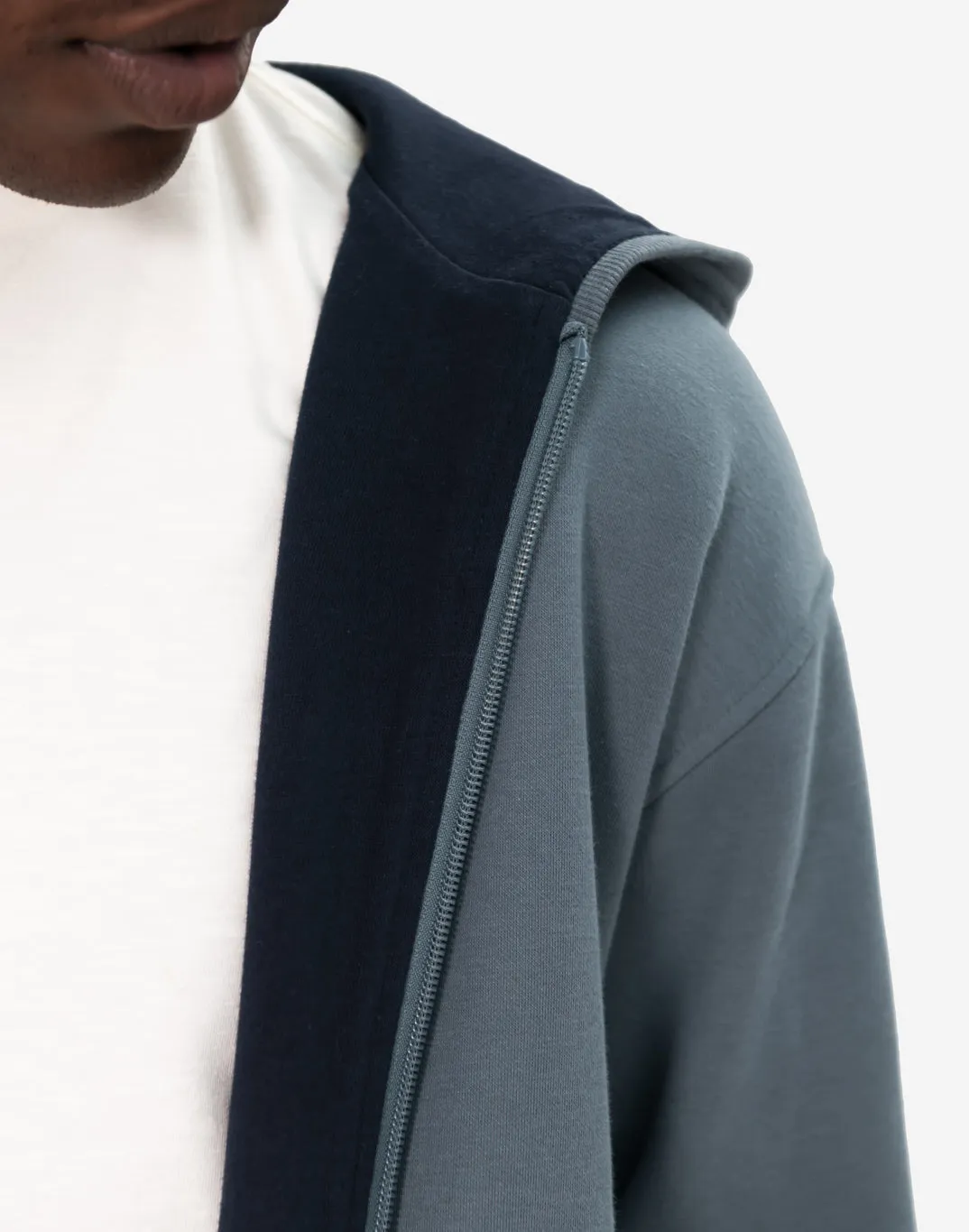 Sierra Fleece Zip Hoodie in Stone Blue