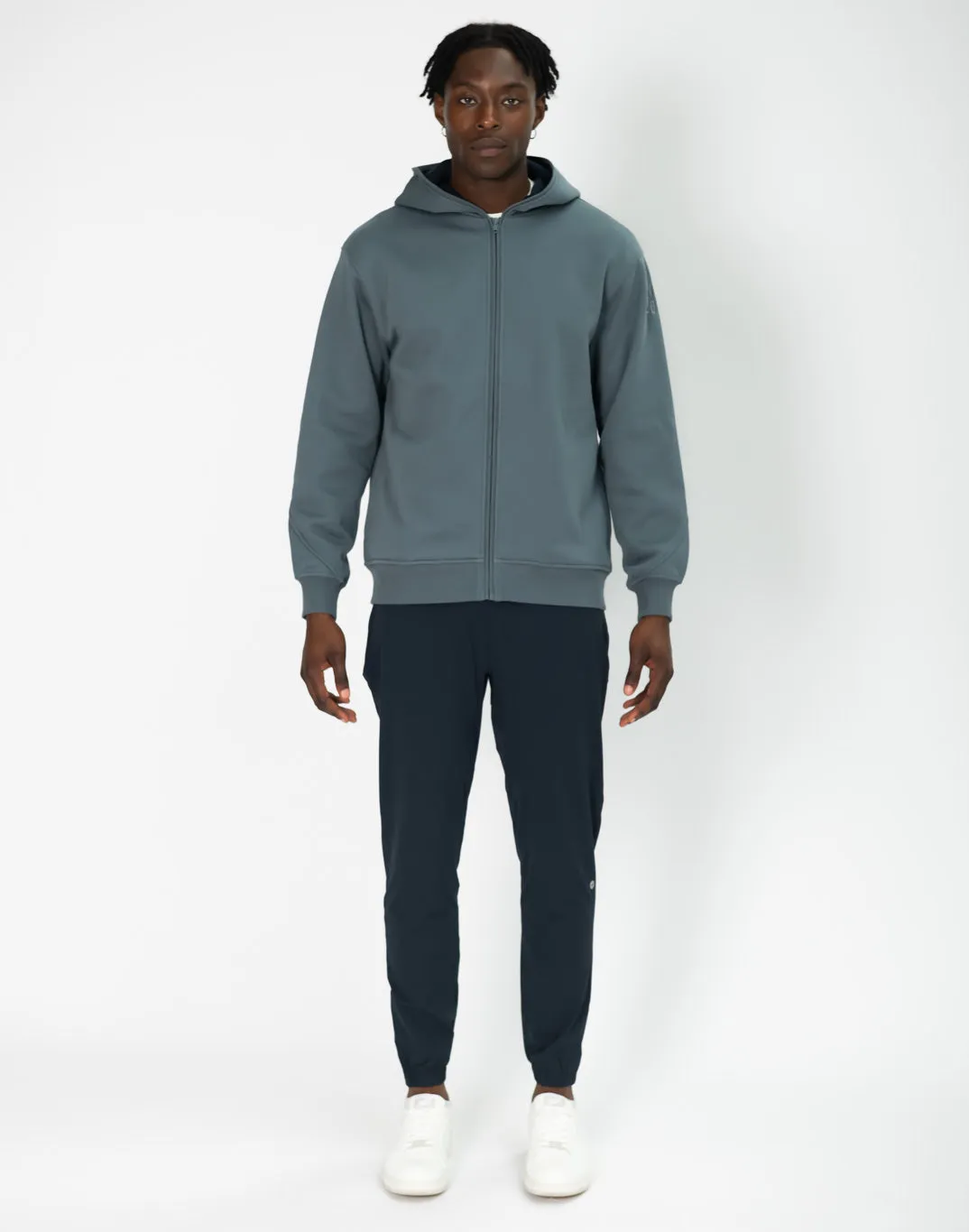 Sierra Fleece Zip Hoodie in Stone Blue