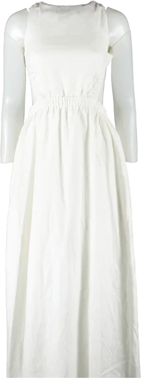 SIR. Alena Open Back Linen Maxi Dress In Ivory White UK S