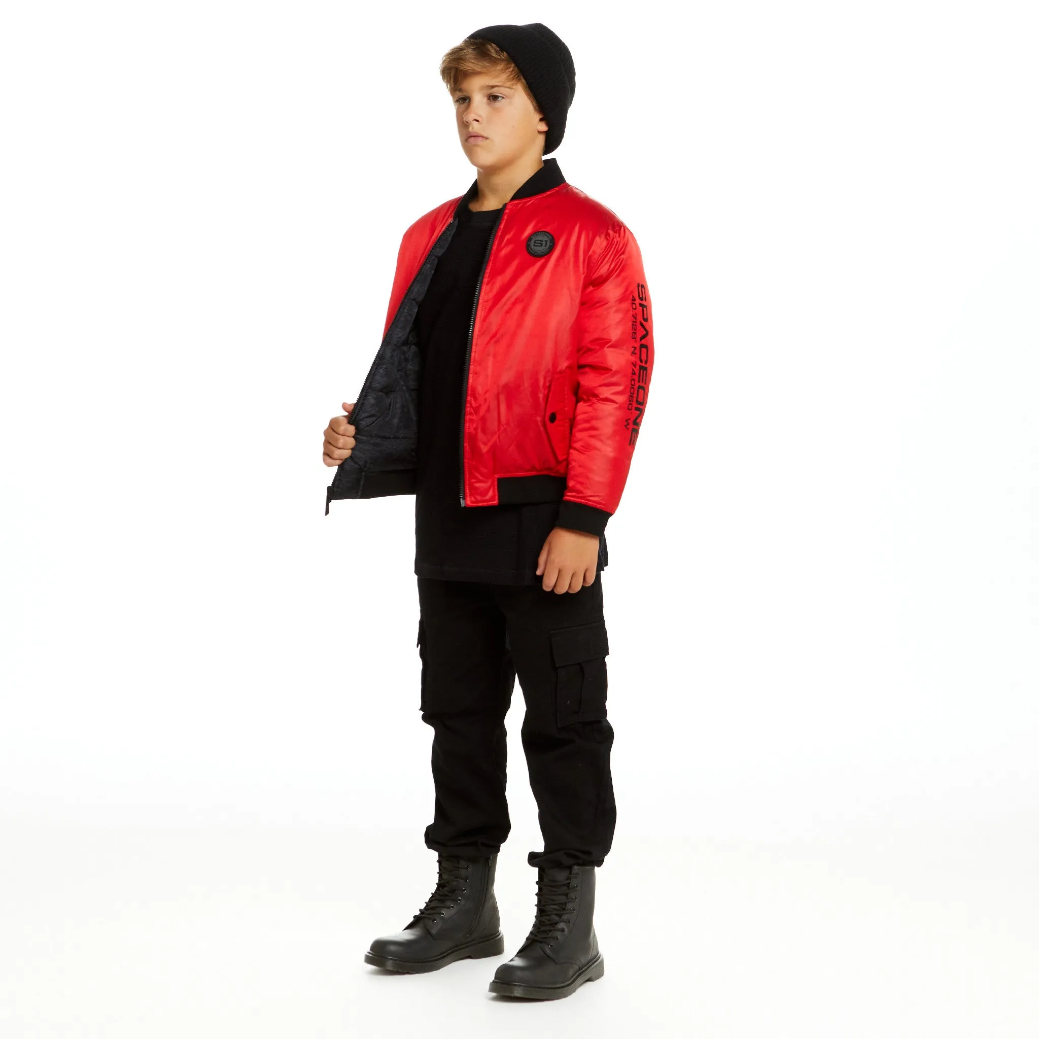 SPACEONE x Andy & Evan | Reversible Bomber Jacket | Mars Red