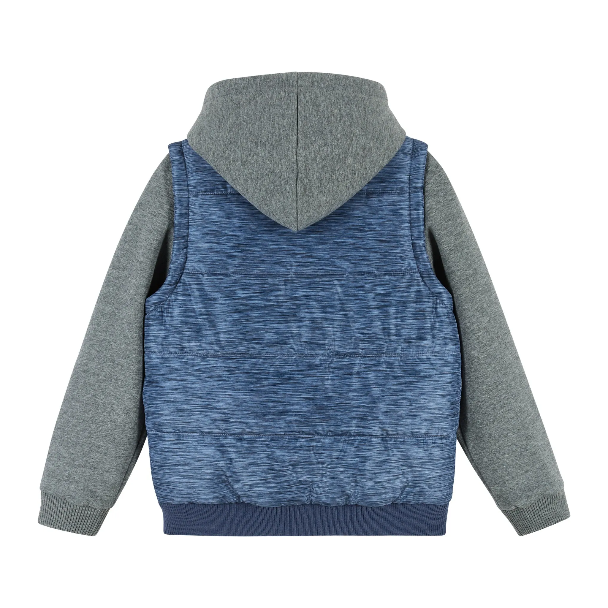 Textured Blue & Grey Hoodie/Vest Combo  | Blue